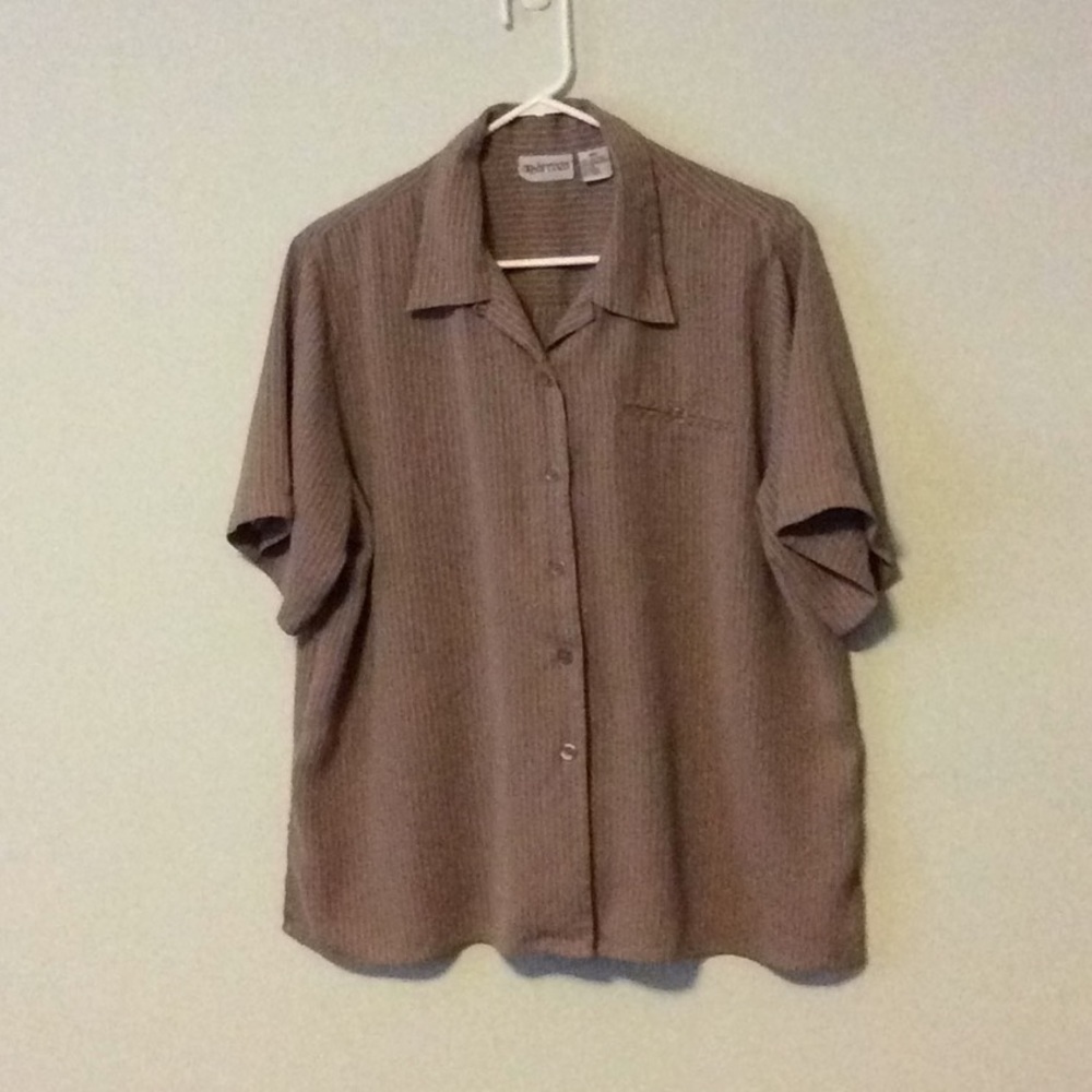 Crepe striped tan and cream blouse